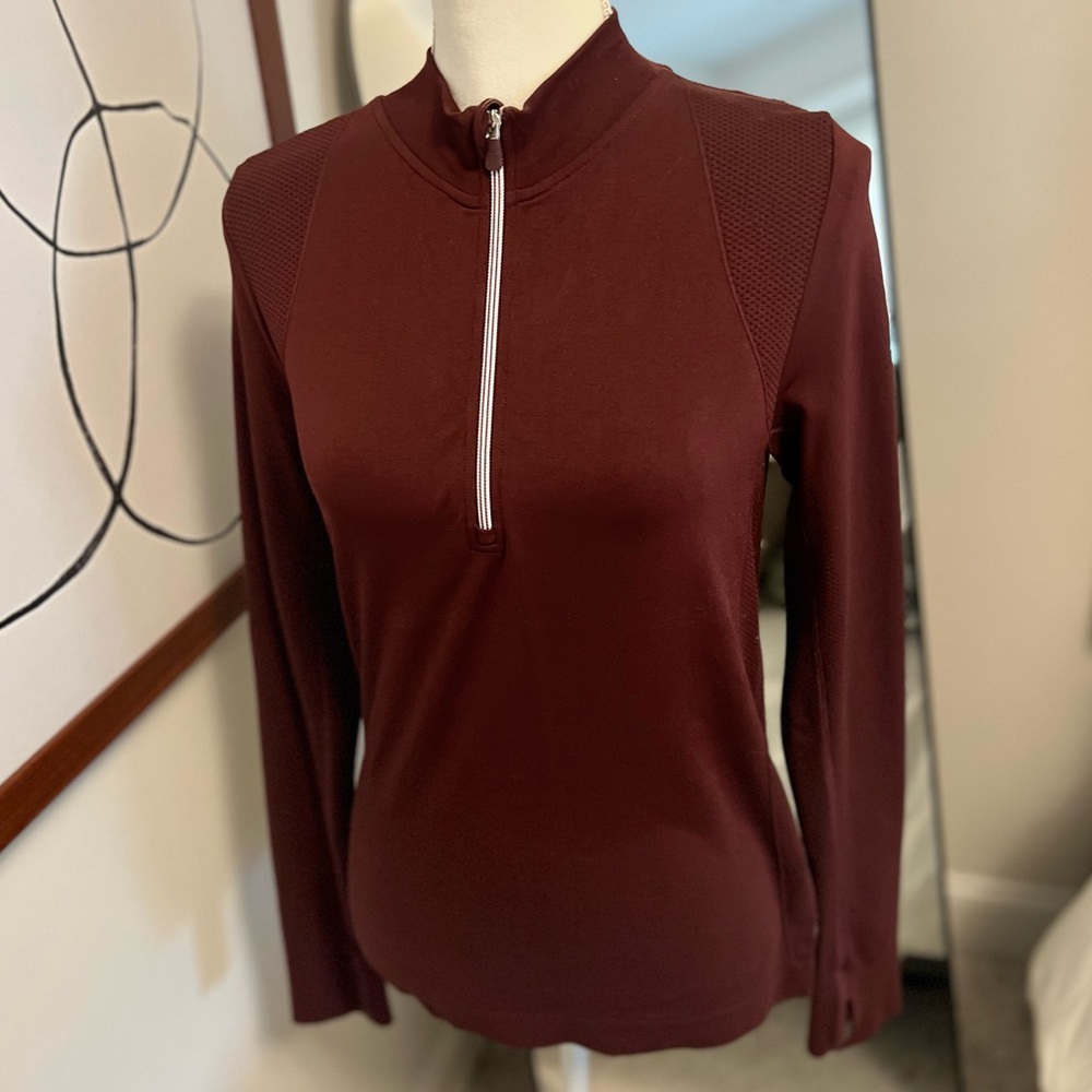 Tory Sport by Tory Burch Fitted Half-Zip Long-Sleeve Pullover Top